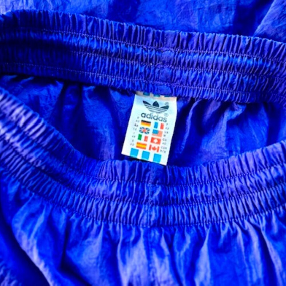90’s PERFECT AdidasTrack Pants Loose Fit Nylon Color: Indigo - Women's Med.